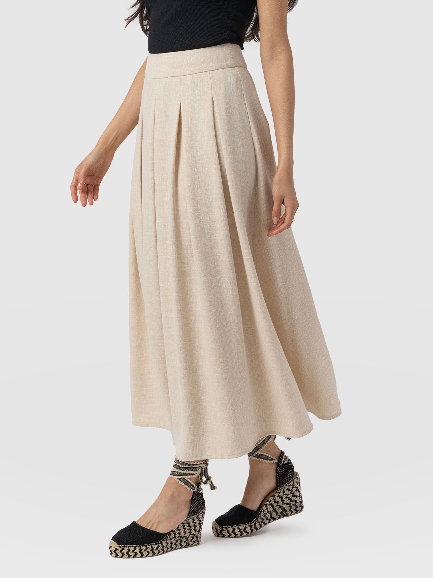 Eliza Pleated Skirt - Cream - Women's Skirts | Saint + Sofia® USA